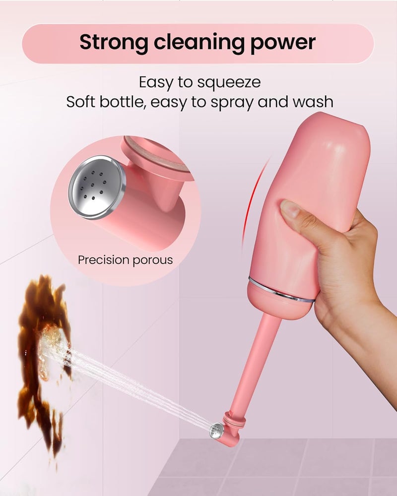 Redsack Peri Bottle for Postpartum/Perineal Care,Manual Handheld Portable Bidet for Feminine Hygiene & Travel, 380ml Leakproof,BPA-Free Sprayer for Men/Women/Baby (Pink, General) - Image 3